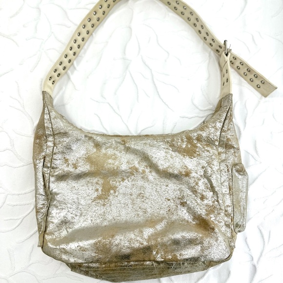 Tory Burch Vintage Y2K Metallic Suede Shoulder Messenger Bag Adjustable Strap - Picture 6 of 10